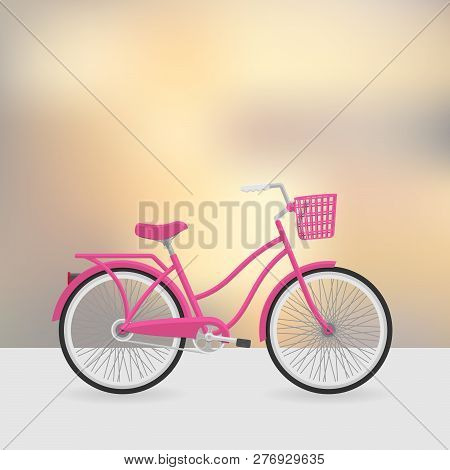 Pink Vintage Bike. Vector Illustration. Time For A Bike Ride. - Vector