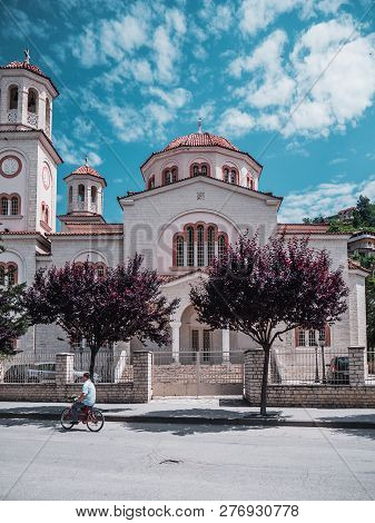 Berat, Albania- June 2018: Saint Dymitr, The Orthodox Cathedral In Berat