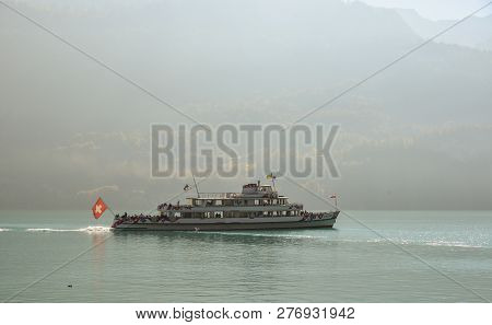 Tourist Ferry On The Lake In Brienz, Switzerland