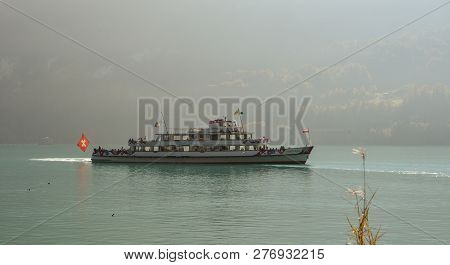 Tourist Ferry On The Lake In Brienz, Switzerland