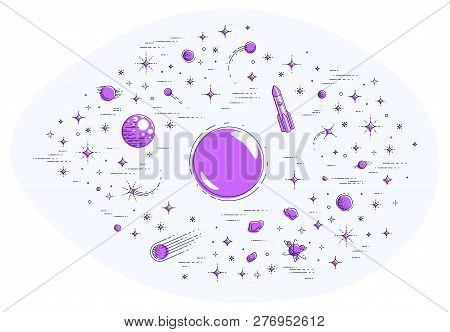 Fantastic Planets In Undiscovered Galaxy With Stars, Comets, Asteroids And Other Elements. Explore U