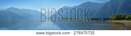 Teletskoe Lake Smooth Water And Mountains Of The Reserve