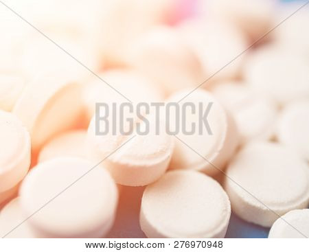 Painkiller Pills Background Close Up Studio Shot