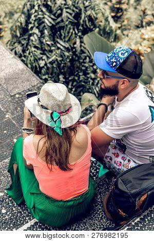 Bali, Indonesia - December 29, 2018: Young Couple At Taman Ujung Water Palace.