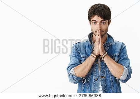 Portrait Of Worried Handsome Entrepreneur Being Nervous As Waiting Important Call From Business Part
