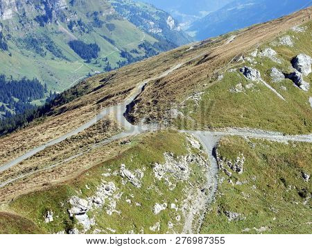 Alpine Passage Fisetenpass, Above The Brook Fisetenbach - Canton Of Uri, Switzerland