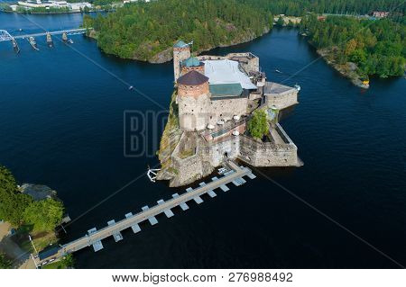 A View From The Height Of The Medieval Fortress Of Olavinlinna On A Sunny July Day. Savonlina, Finla