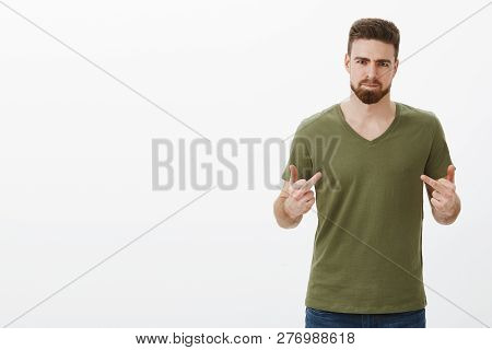 Know What, Fuck You. Portrait Of Pissed Off Angry And Offended Handsome Bearded Man Having Fight Wit