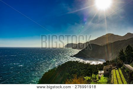 Idyllic View Of Coast Landscape On Majorca, Spain Balearic Islands, Mediterranean Sea