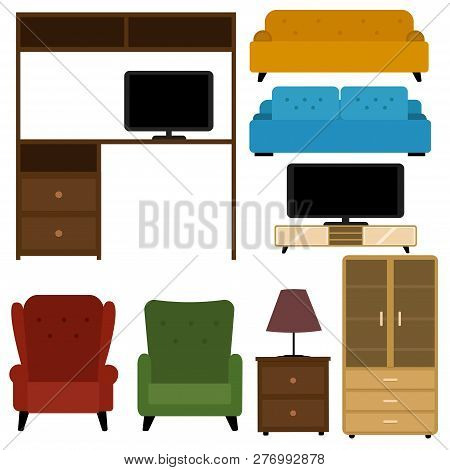 Sofas Armchairs Table Desk Cupboard Furniture Interior Set