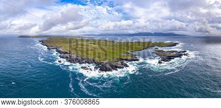 Aerial View Of The Coastline At Daros In County Donegal - Ireland.