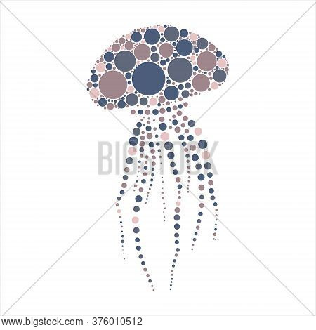 Jellyfish Dots Shapes On A White Background