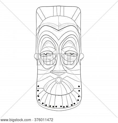 Cartoon African Mask Isolated On White Background.