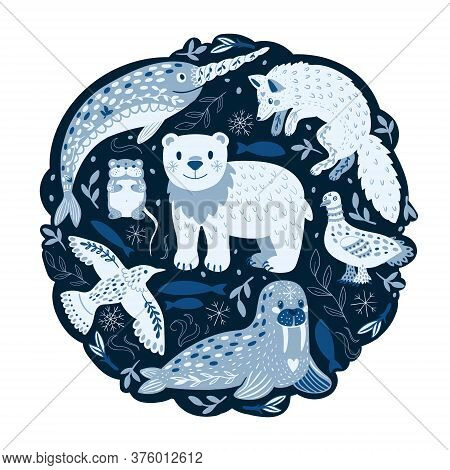 Cartoon Vector Illustration Of Cute Arctic Animals