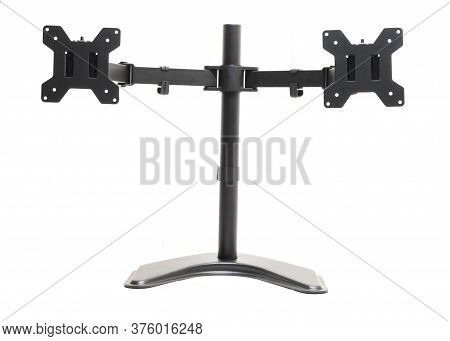 Modern Dual Monitor Desk Mount Stand Isolated On White Background