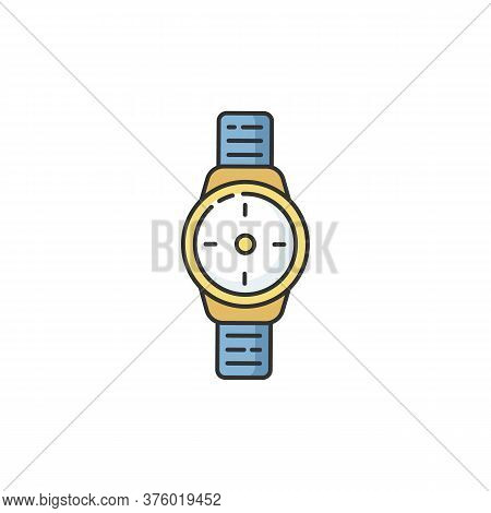 Wrist Watch Rgb Color Icon. Male Hand Clock. Time On Dial. Interface To Timer. Business Man Accessor