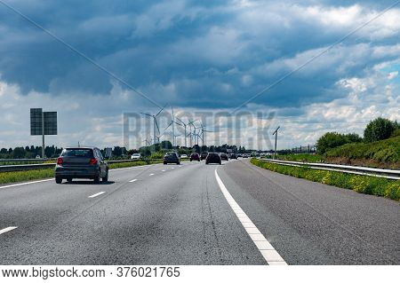Road Network Infractrusture In Netherlands, High Quality Asphalt On Dutch Highways.