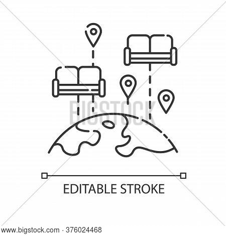 Couchsurfing Pixel Perfect Linear Icon. Budget Tourism Thin Line Customizable Illustration. Contour 