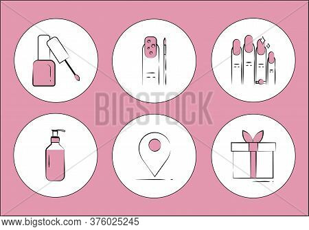 Set Of Flat Icons Of Accessories For Nail Care