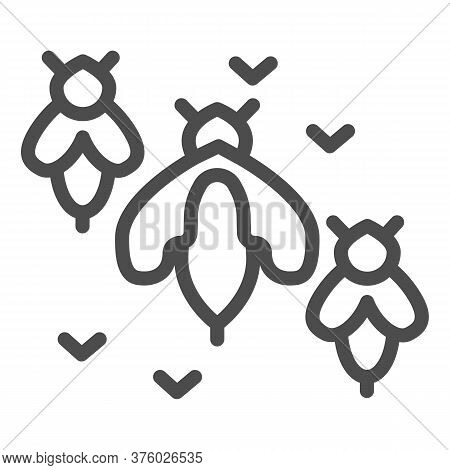 Bee Swarm Line Icon, Honey Concept, Honey Bees Sign On White Background, Colony Of Bees Icon In Outl