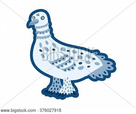 Cute Cartoon Character Vector Ptarmigan On White