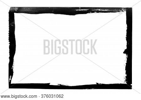Black Grunge Frame Isolated On White Background.