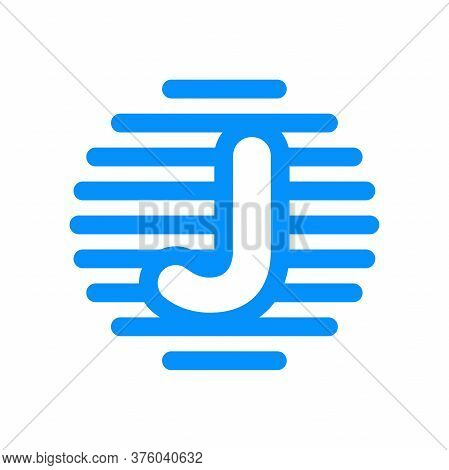 Simple Logo Design Initial J In Straight Circle Line.