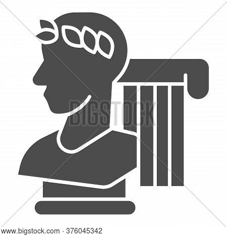 Greek Statue And Column Solid Icon, Back To School Concept, Monument And Column Sign On White Backgr