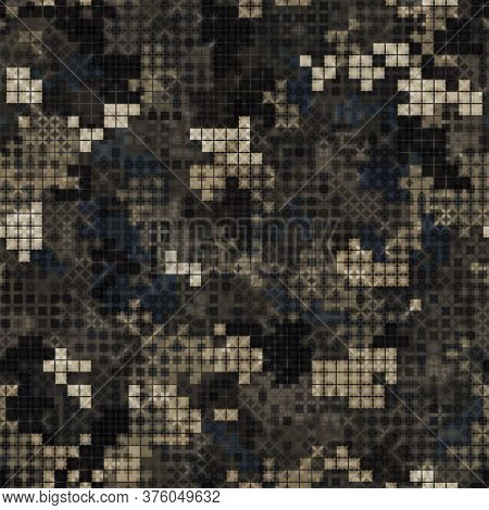 Military Camouflage Seamless Pattern. Urban Digital Pixel Style.