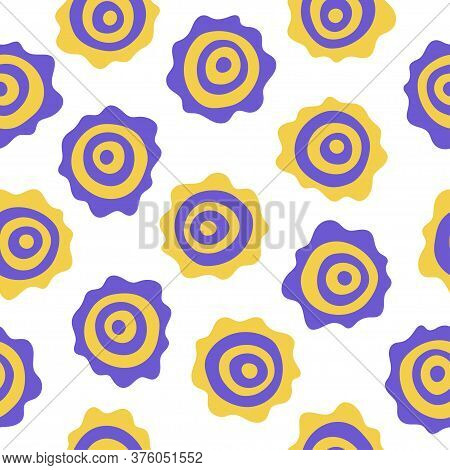 Blue And Yellow Abstract Circles - Seamless Pattern. Modern Color Illustration For Textiles, Packagi