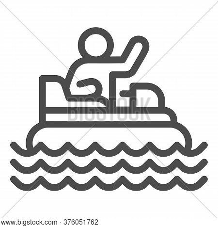 Catamaran With Person Line Icon, Amusement Park Concept, Beach Boat With Pedals Sign On White Backgr
