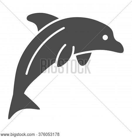 Dolphin Solid Icon, Ocean Concept, Dolphin Sea Animal Sign On White Background, One Jumping Dolphin 