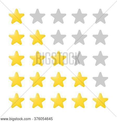 Filling Stars Game Bar. Energy Steps Storage In Empty And Gradually Fulll Star Graphical Mobile Inte