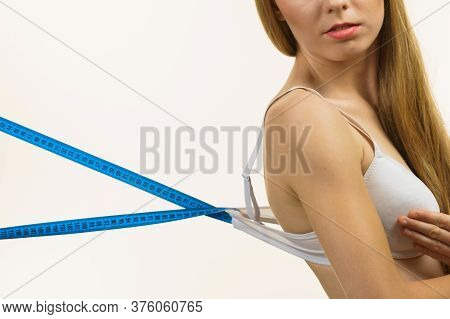 Woman Wearing Too Big Bra, Loose Band