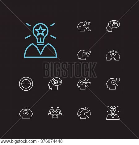 Psychology Icons Set. Loyalty And Psychology Icons With Mind Map, Mental Growth And Psychoanalysis. 