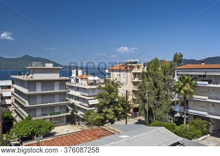 Aidipsos, Greece, June 27, 2016. Beautiful Modern Buildings To Accommodate Guests In A Greek Resort 