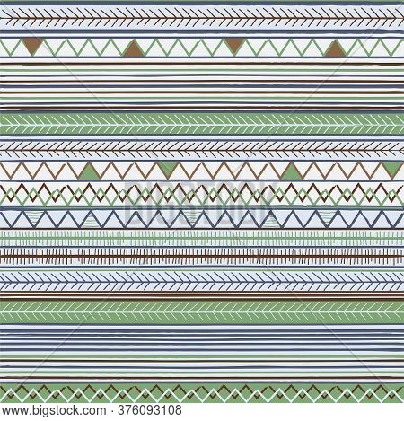 Vector Seamless Rustic Pattern With Stripes And Zigzags