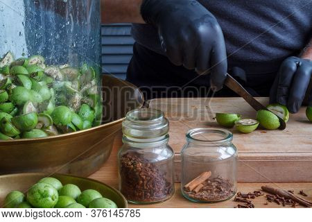Step-by-step Recipe For Preparing Italian Liquor Nocino From Green Walnuts At Home, Real Home Kitche