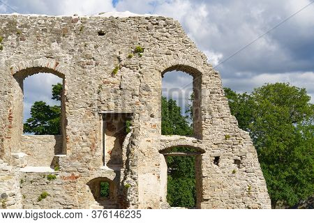 Wall Fragment Of Haapsalu Episcopal Castle. Medieval Castle Of Bishop, Estonia.