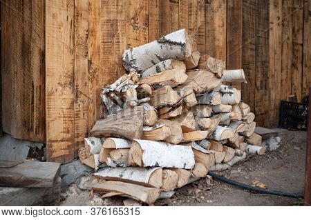 Birch Wood Raspberry On Wooden Wall Background