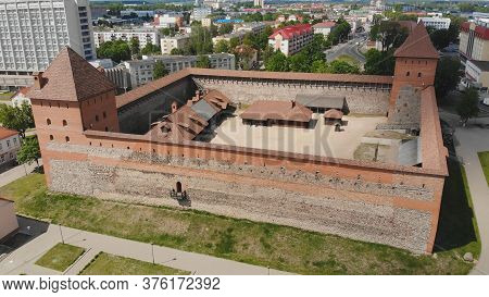 Aerial View Of Lida Castle. The City Of Lida. Belarus.