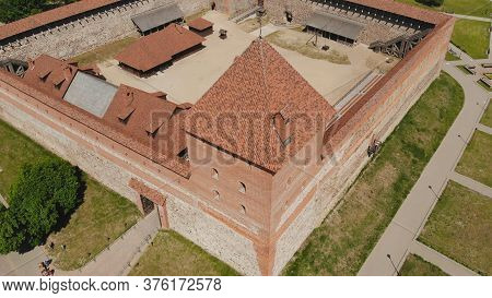 Aerial View Of Lida Castle. The City Of Lida. Belarus.