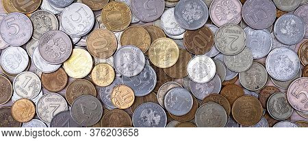 Russian Coins Metal Money Rubles And Kopecks.