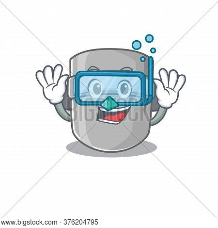 Welding Mask Mascot Design Swims With Diving Glasses
