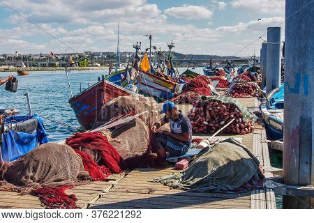 Rabat, Morocco - Oct 13, 2019: View Of The Harbour Of Rabat, Morocco Located In The River Bou Regreg