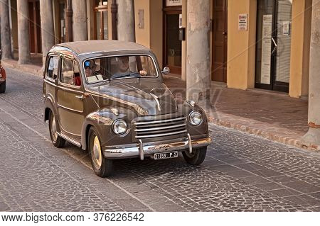 Vintage Fiat 500 C Topolino Belvedere Of The Fifties In Classic Car Rally Citta Di Meldola, On Octob