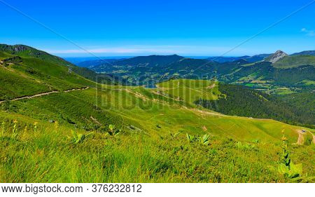 view of beautiful france mountain landscape- hiking trail, plomb du Cantal-Auvergne