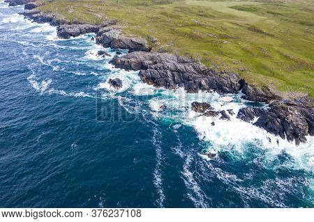 Aerial View Of The Coastline At Daros In County Donegal - Ireland.
