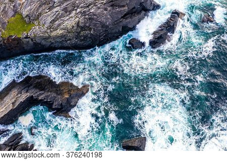 Aerial View Of The Coastline At Daros In County Donegal - Ireland.
