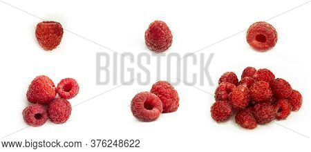 Fresh Raspberries On A White Background. Summer, Sweet Berry.